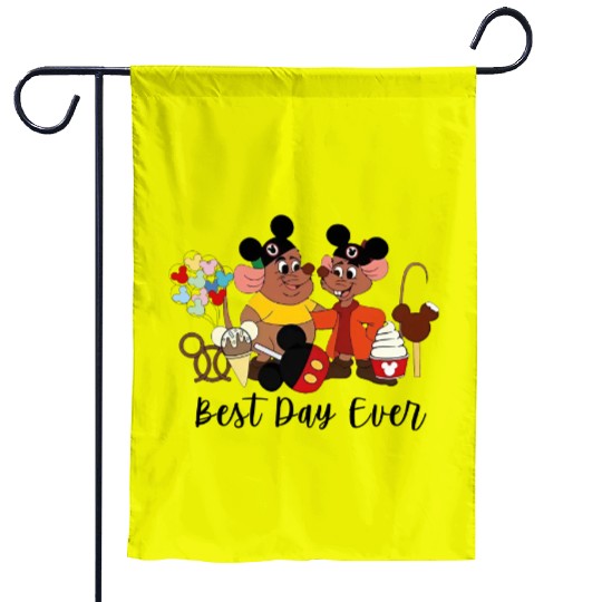 Best Day Ever Jaq and Gus Gus Garden Flags, Disney Trip Garden Flags, Disneyland Cinde Garden Flags, Disney Mice Garden Flags