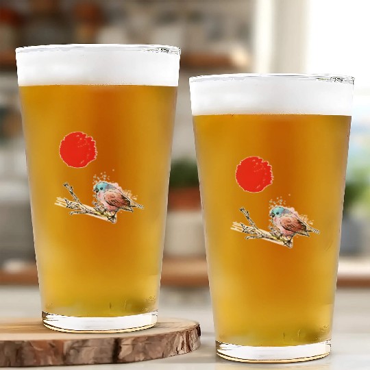Murakami Birds Red Moon Japenese Glass Cups