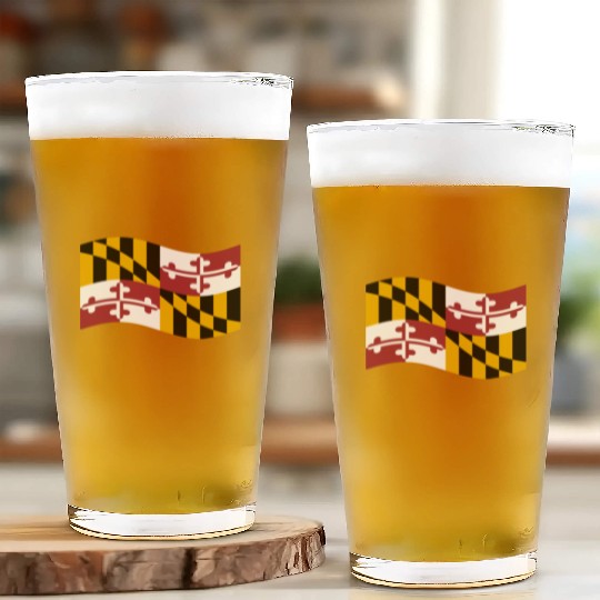 Waving Maryland Flag Glass Cups