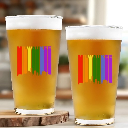 Milwaukee Wisconsin Rainbow LGBT Gay Pride Glass Cups