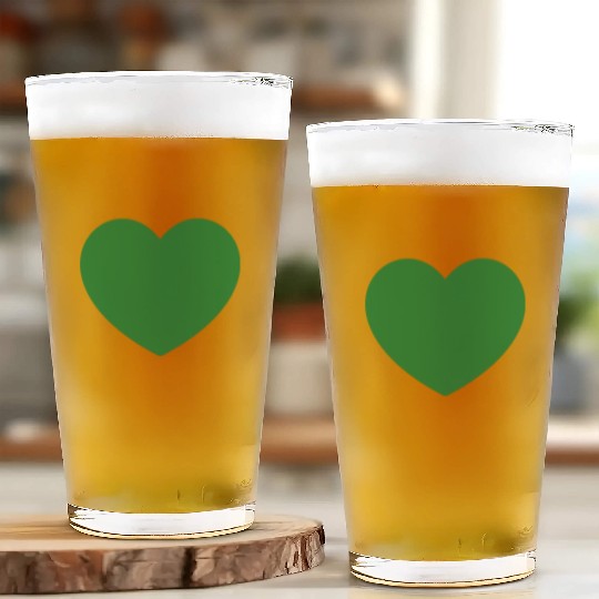 Dark Green Heart Glass Cups