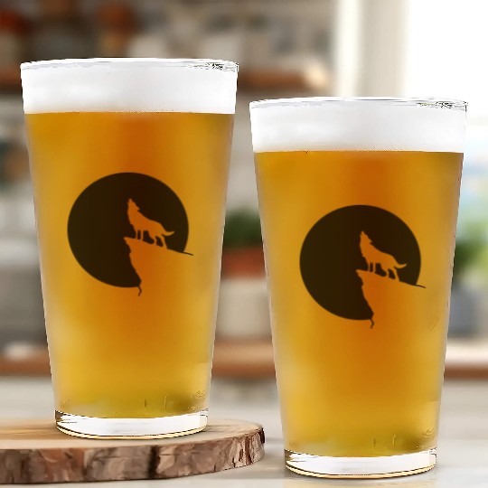 Howling wolf full moon space galaxy gift dog trend Glass Cups