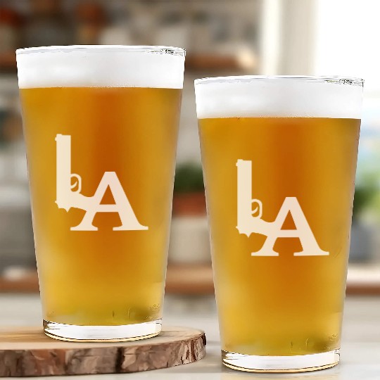 LA Dodgers Gun Los Angeles Hollywood California Glass Cups
