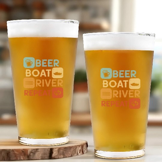 Beer Boat River Repeat Glass Cups