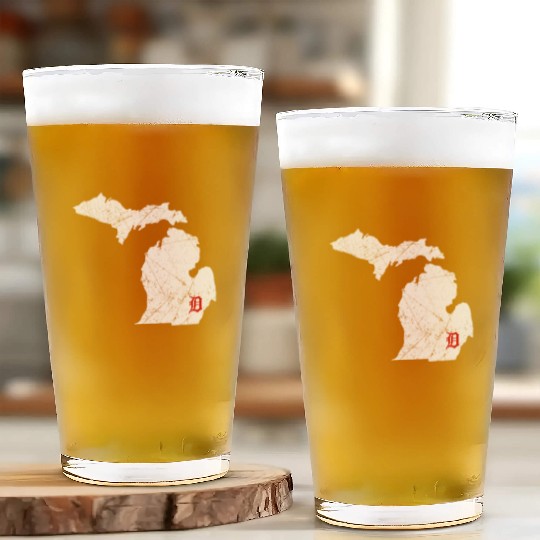 Detroit Michigan Map Lakes Letter D Nature Travel Glass Cups