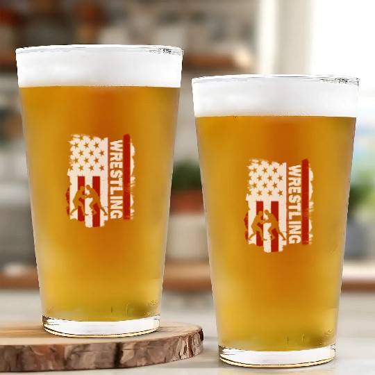 Wrestling American flag Glass Cups