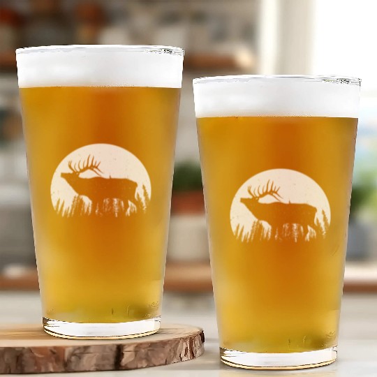 Elk Antlers Forest Moon Glass Cups