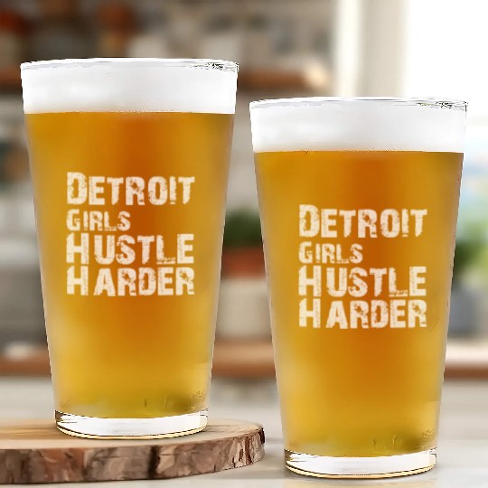 Detroit Girls Hustle Harder Glass Cups