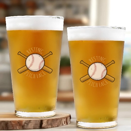 Game Day Baseball Resting Pitch Face Glass Cups