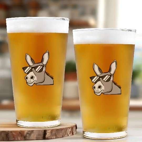 Donkey With Sunglasses House Donkey Farm Animals Glass Cups