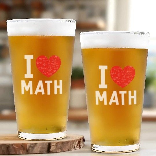 I Love Math Heart Math Glass Cups