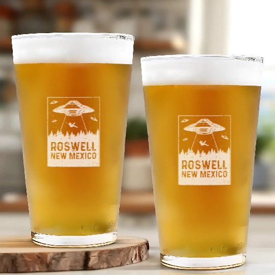 Roswell New Mexico UFO Alien Glass Cups