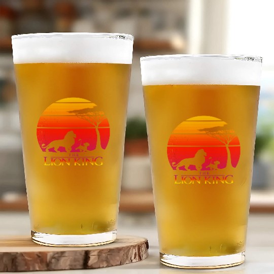 Disney Lion King Vintage Sunset Logo Graphic Glass Cups