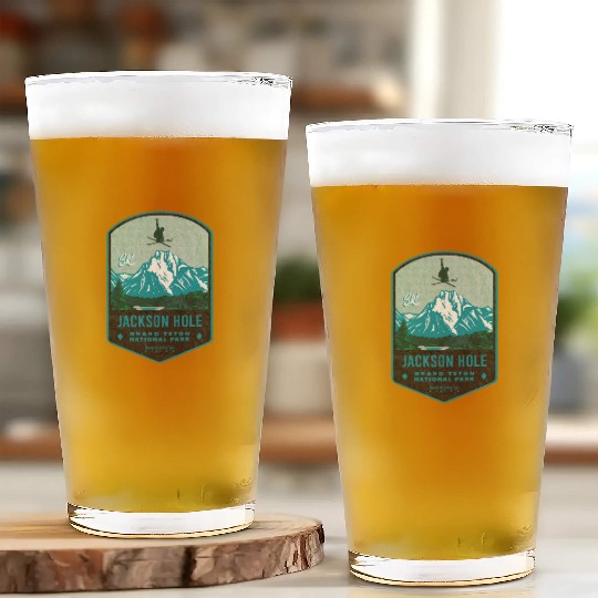 Jackson Hole Ski Badge Glass Cups