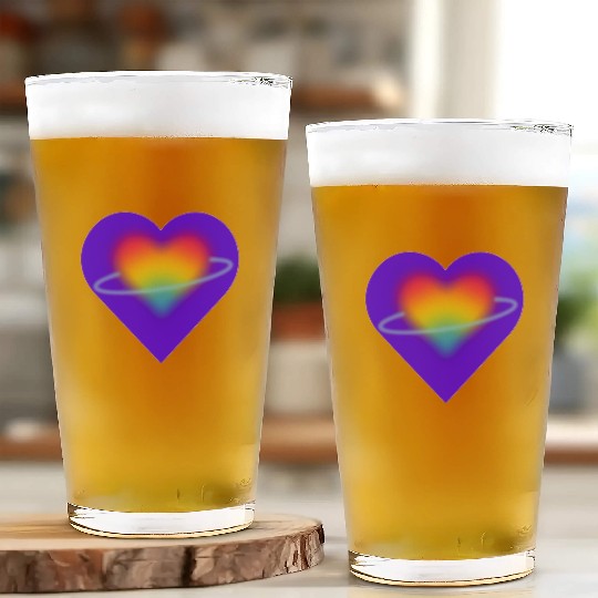 rainbow heart pride Glass Cups