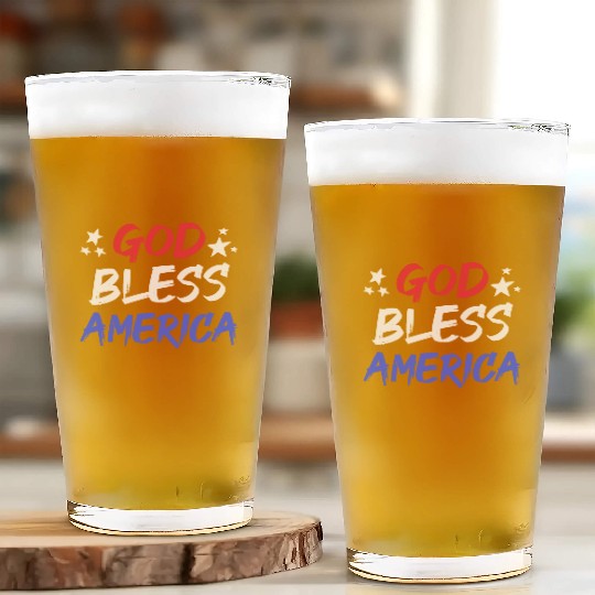 Patriotic USA God Bless America Glass Cups
