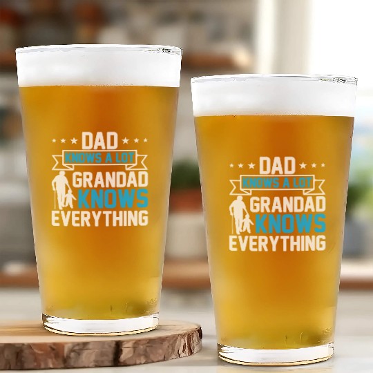 Dad Knows A Lot Grandad Knows Everything Glass Cups