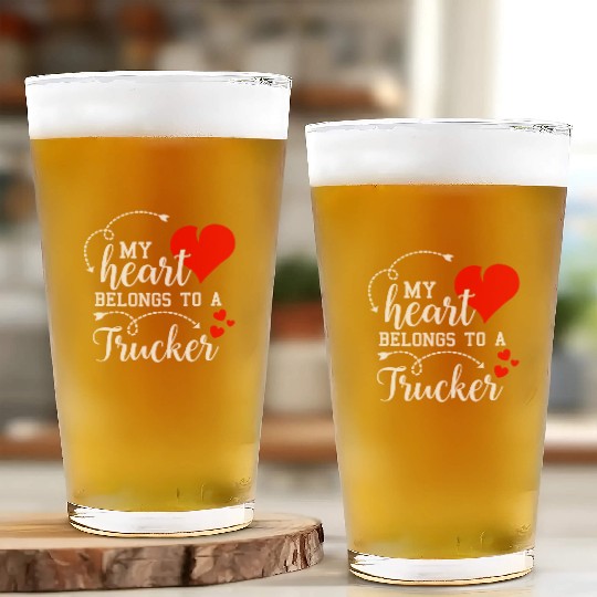 I Love My Trucker Husband Wife Gift Valentines Day Glass Cups