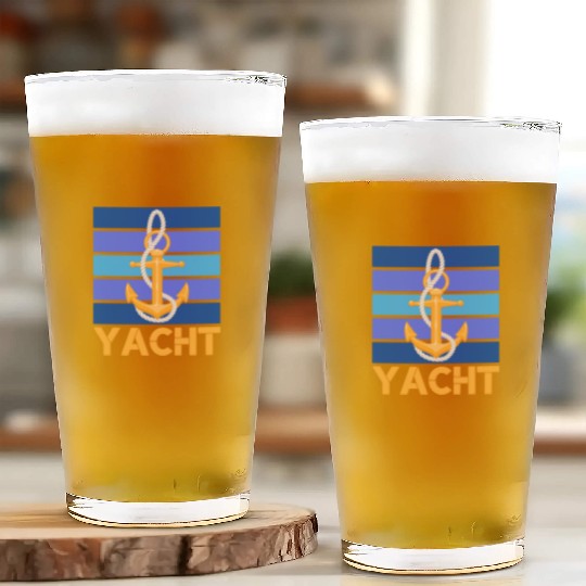 YACHT ANCHOR ORANGE AND BLUE OCEAN SEA CAPTAIN Glass Cups