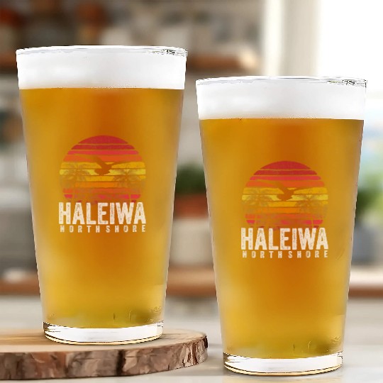 Haleiwa Hawaii HI North Shore Sunset Surf Surfing Glass Cups