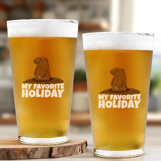 My Favourite Holiday Groundhog Glass Cups