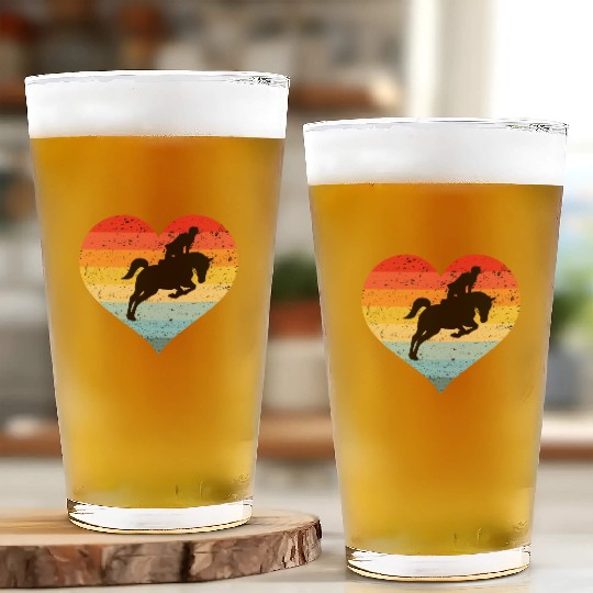 Retro Sunset Horse Lover Rider Equestrian Horseman Glass Cups