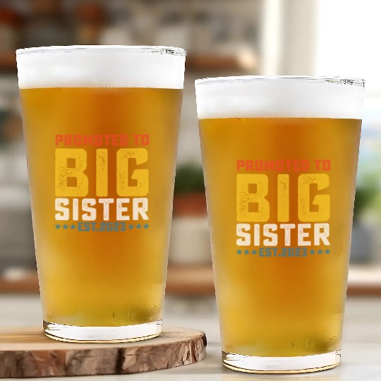 Promoted To Big Sister Est 2023 Glass Cups