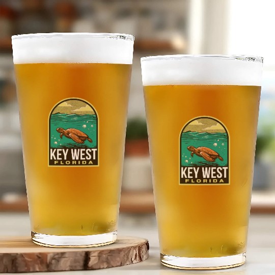 Key West Vintage Sea Turtle Glass Cups