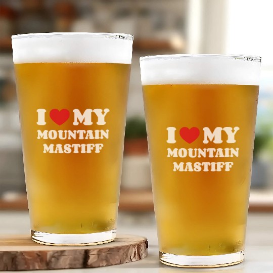 I Love My Mountain Mastiff Glass Cups