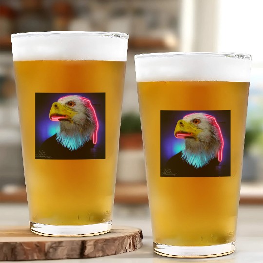 i love america neon bright lightsamerican eagle Glass Cups