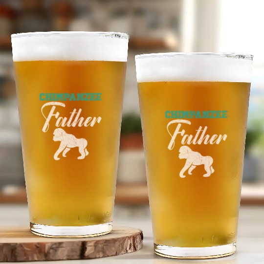 Chimpanzee Father Monkey Wildlife Animal Zookeeper Glass Cups