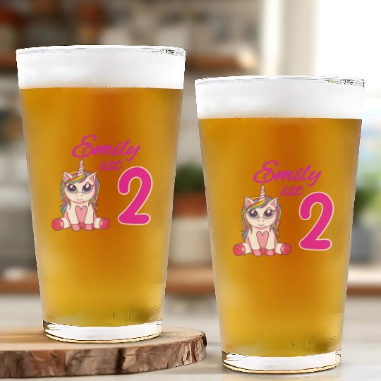 Children's Birthday Party 2 Years Girl Name Emily Glass Cups