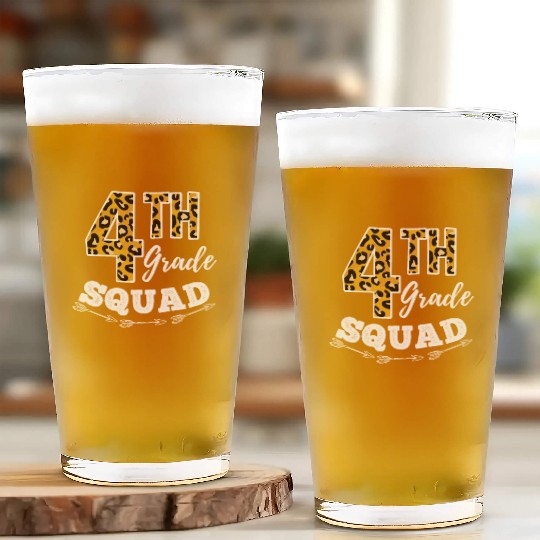 4th Grade Squad Leopard 4th Grade Teacher Glass Cups