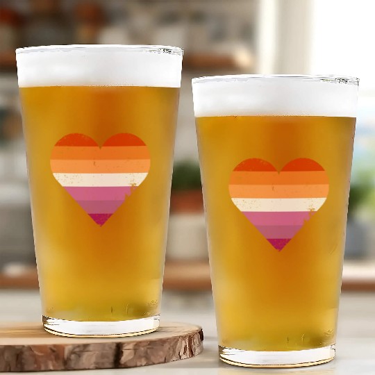 Lesbian Pride Heart Flag Glass Cups