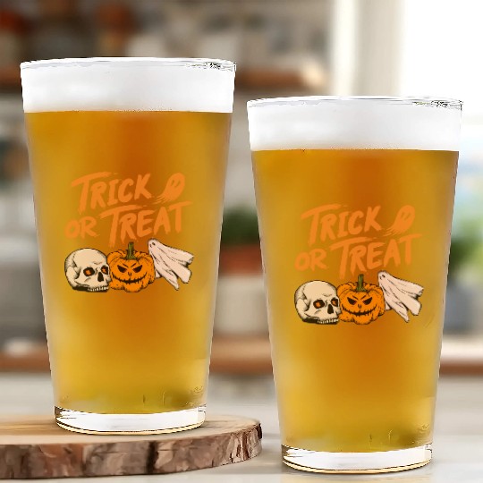 Halloween scary pumpkin head, skull and ghost Glass Cups
