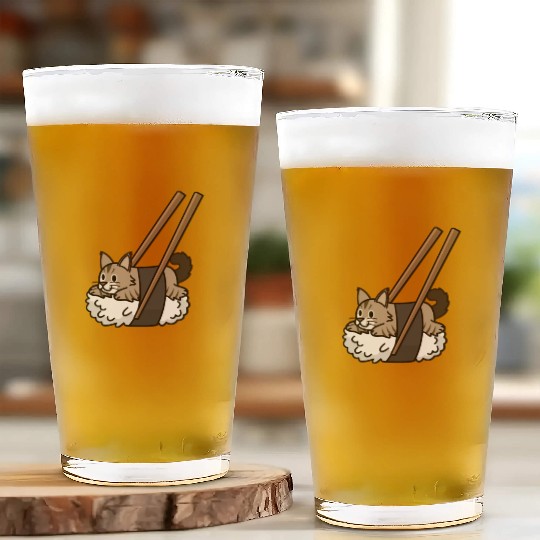 Maine Cat Nigiri Sushi Glass Cups