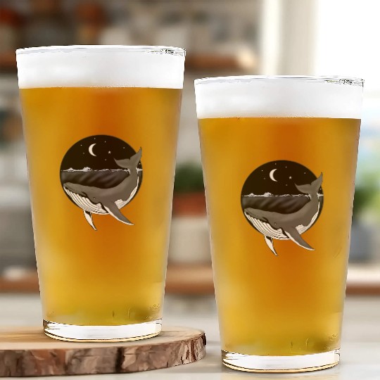 Humpback whale at night Glass Cups