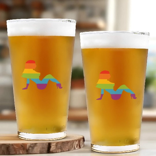 Sexy Retro Mudflap Girl Lesbian Pride LGBT Glass Cups