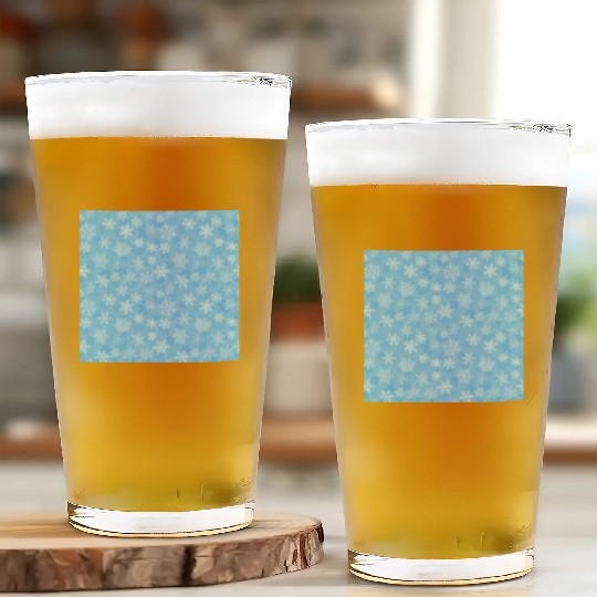 Pretty Light Blue Snowflakes Pattern Glass Cups