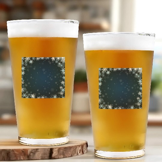 Navy Blue White Snowflakes Pattern Glass Cups