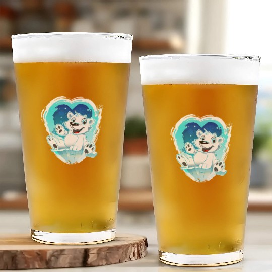 Winter Heart Bear Glass Cups