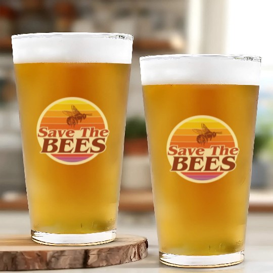 Save The Bees Planet Environmental Retro Vintage C Glass Cups