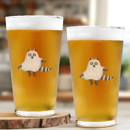 Raccoon in ghost Halloween costume Glass Cups
