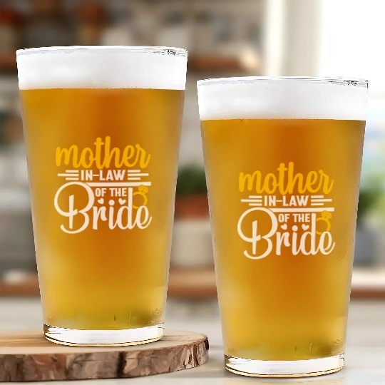 Mother in Law Of The Bride Wedding Party Matching Glass Cups