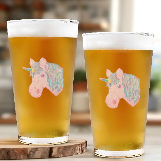 kawaii rainbow unicorn Glass Cups