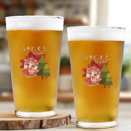 Winter Angel Christmas Tree Poinsettia Glass Cups