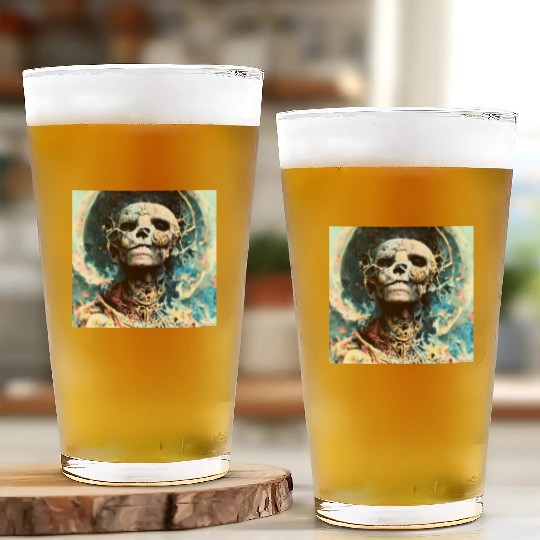 Extremely Realistic Skull in Abstract Art Glass Cups