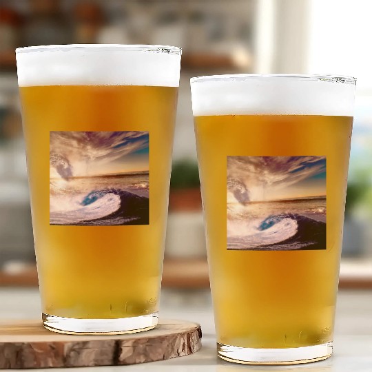 dark blue ocean waves storm fantasy Glass Cups