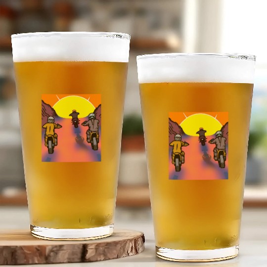 Dirt Bike Rider Sunset Mountain Road Glass Cups