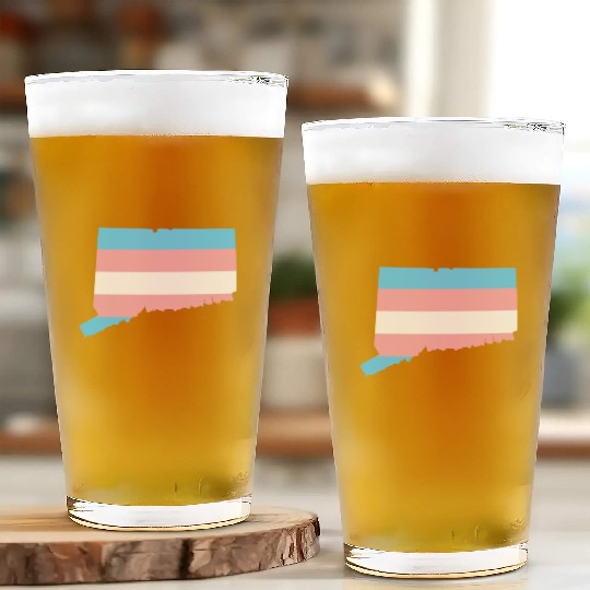 Trans Flag Connecticut LGBT Pride Support Glass Cups